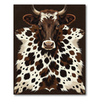 Rustic Brown Spotted Cowhide Portrait Rug