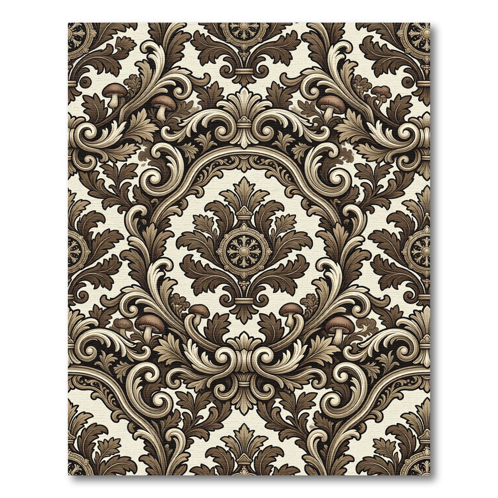 Antique Brown Acanthus Scrollwork Rug