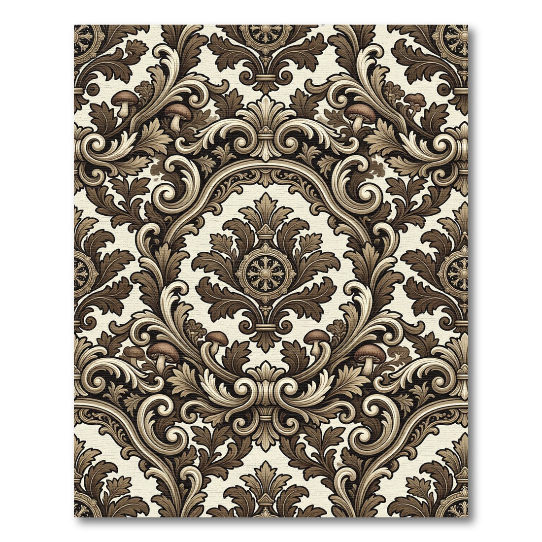 Antique Brown Acanthus Scrollwork Rug