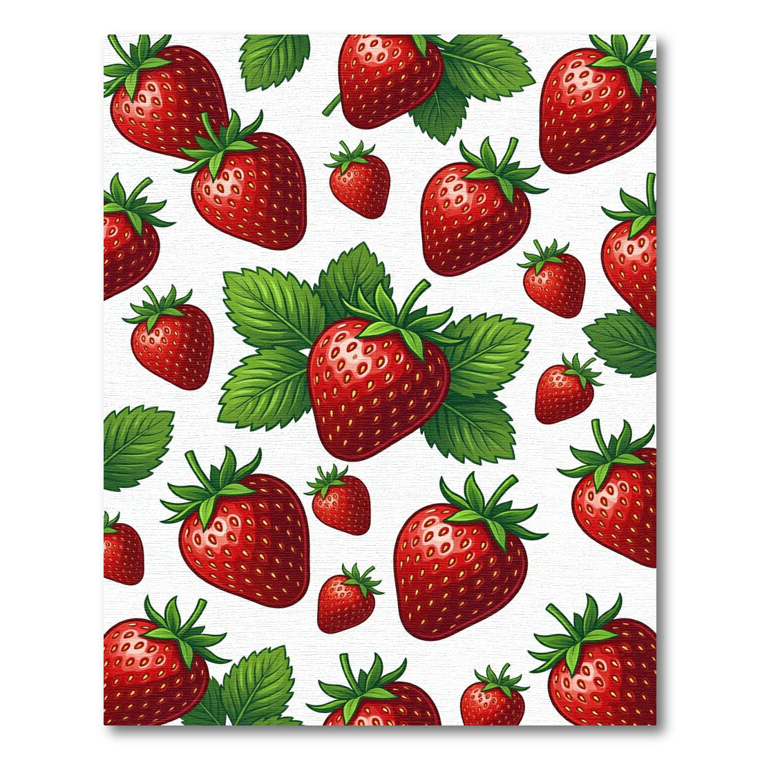 Vibrant Crimson Strawberry Fruit Botanical Rug
