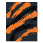 Bold Orange and Black Abstract Brushstroke Rug