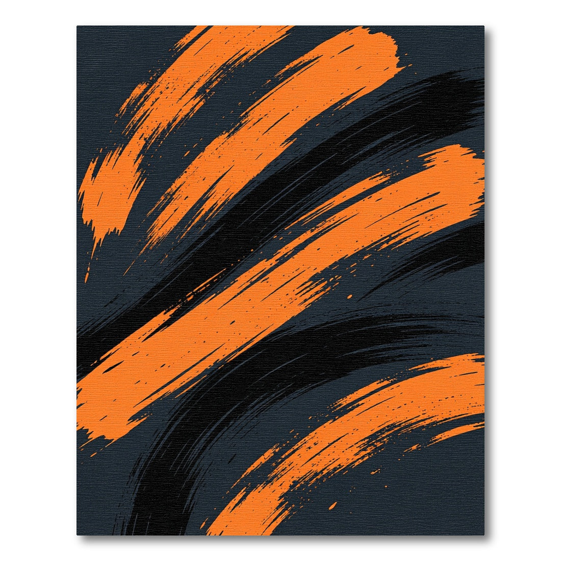 Bold Orange and Black Abstract Brushstroke Rug