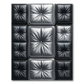 Modern Metallic Tufted Silver Quilted Grid Rug