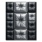 Modern Metallic Tufted Silver Quilted Grid Rug