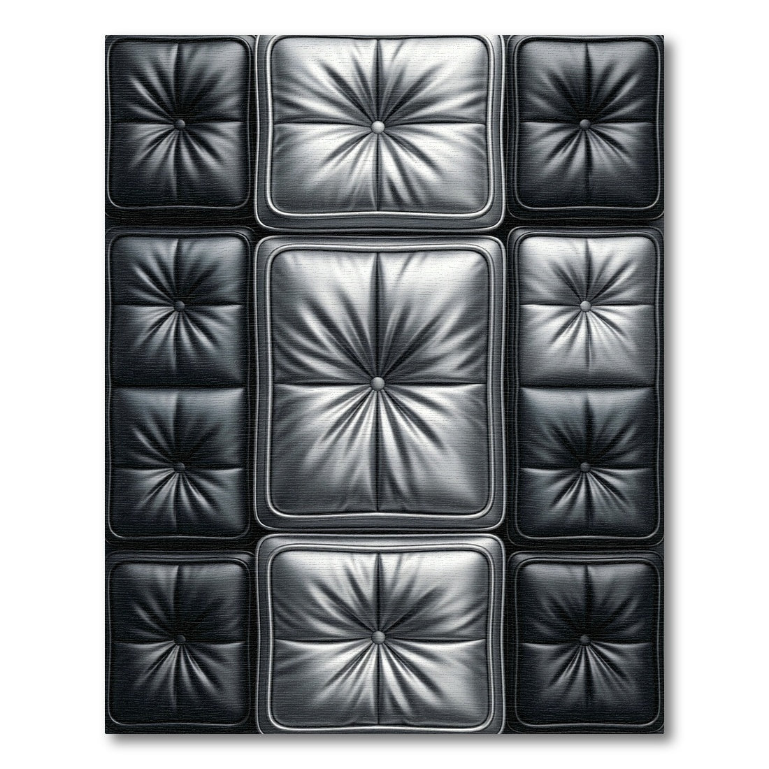 Modern Metallic Tufted Silver Quilted Grid Rug