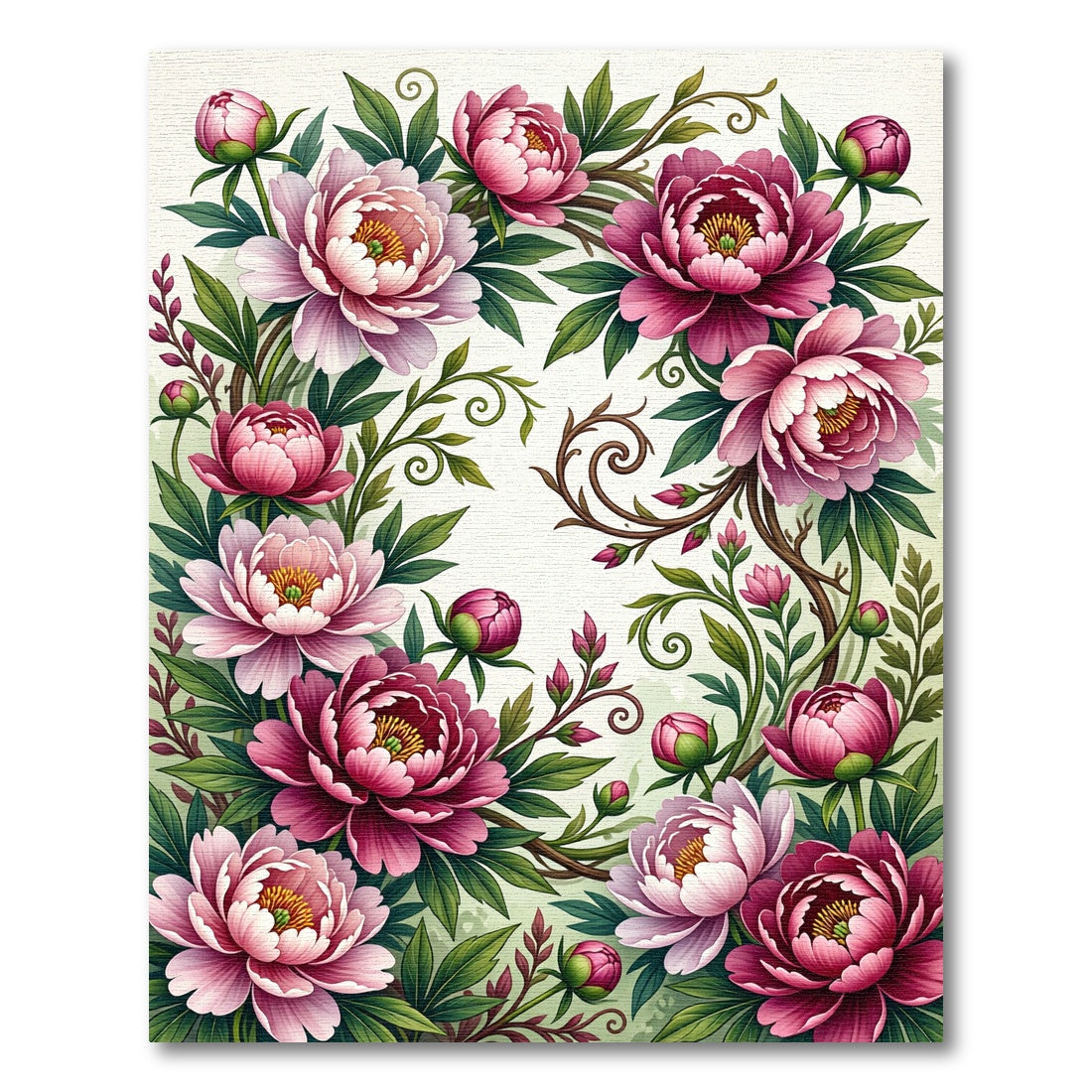 Romantic Pink Peony Floral Garden Rug