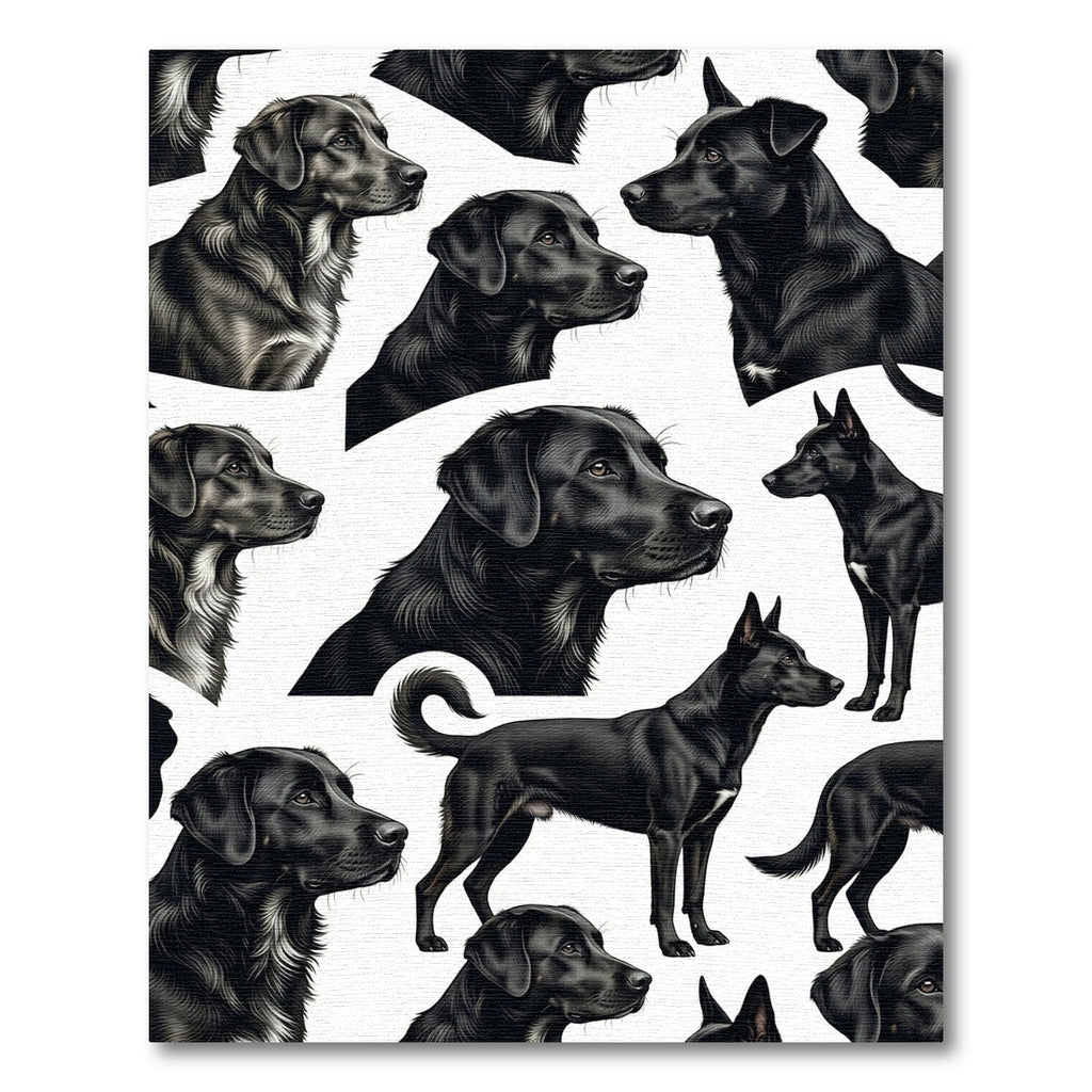 Elegant Black Labradors Illustration Art Rug