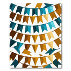Golden Brown Teal Banner Garland Rug