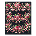 Pink Rose Ribbon Garland Floral Composition Rug