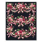 Pink Rose Ribbon Garland Floral Composition Rug