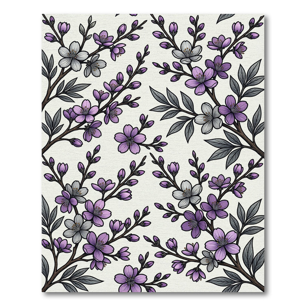 Purple And Gray Blossom Branches Rug