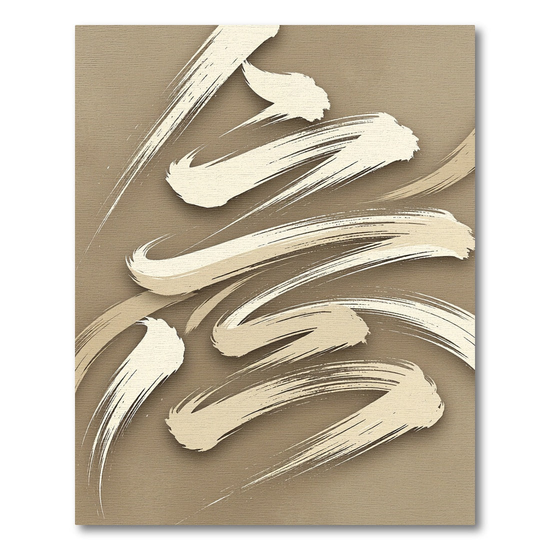 Minimalist Beige Zen Brush Stroke Rug