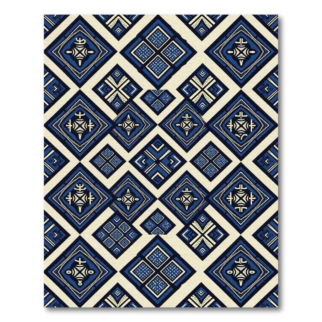 Indigo Geometric Diamond Artisan Tile Rug