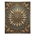 Golden Sunburst Mandala Earthy Accent Rug