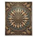 Golden Sunburst Mandala Earthy Accent Rug