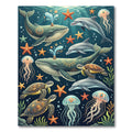 Whimsical Deep Sea Creatures Illustration Rug