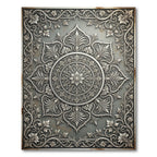 Elegant Silver Ornate Floral Medallion Rug