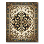 Ornate Gold Fleur-de-lis Cream Tapestry Rug