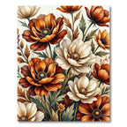 Autumn Botanical Poppy Floral Illustration Rug