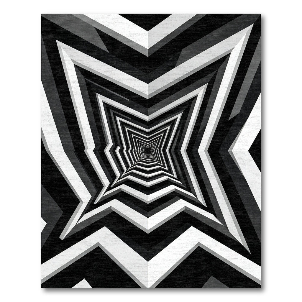 Monochrome Optical Geometric Tunnel Rug