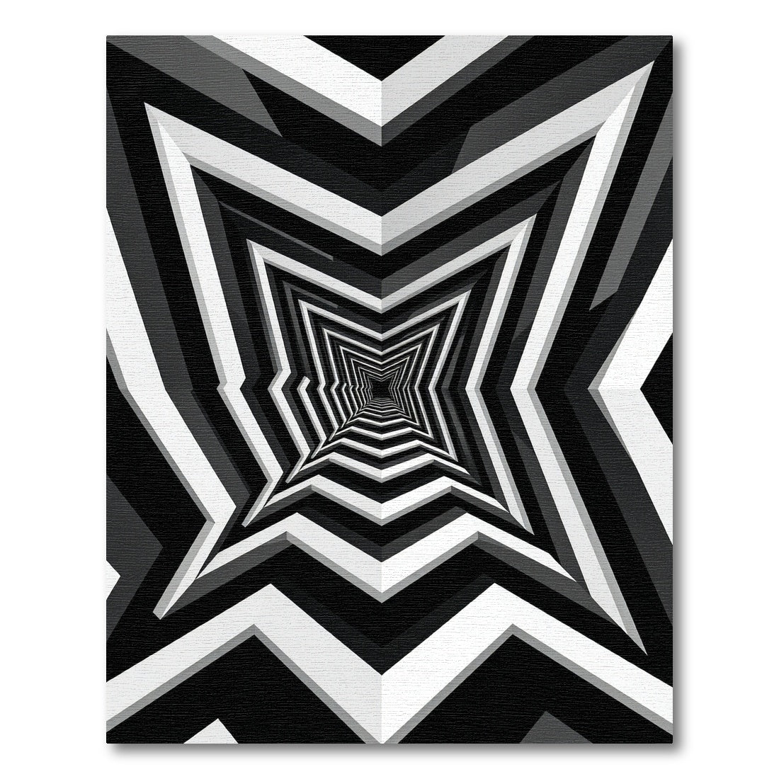 Monochrome Optical Geometric Tunnel Rug