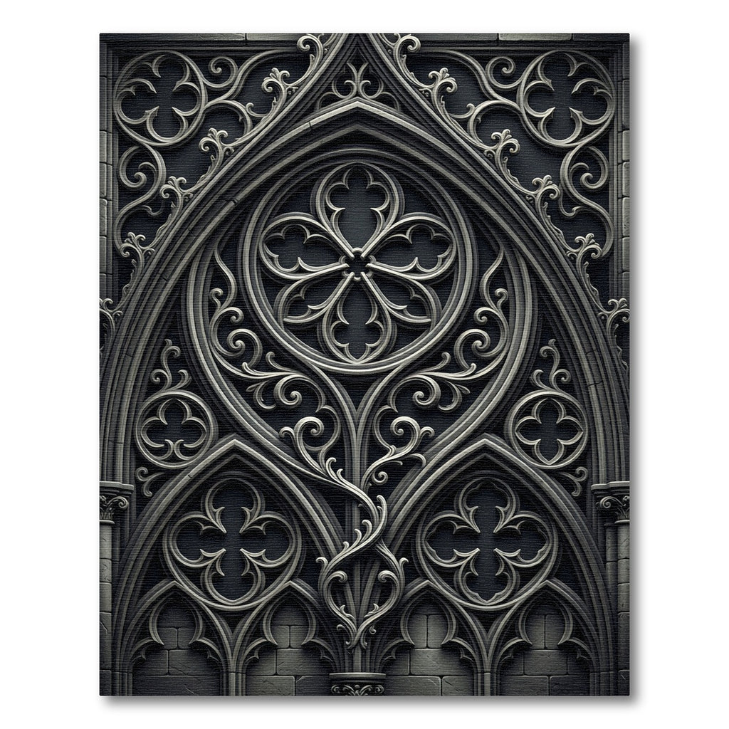 Gothic Charcoal Quatrefoil Archway Rug
