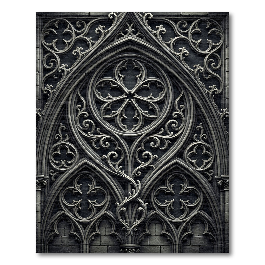 Gothic Charcoal Quatrefoil Archway Rug