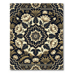 Elegant Gold Cream Floral Medallion Rug