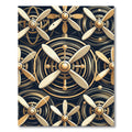 Gold Propeller Abstract Circular Design Rug