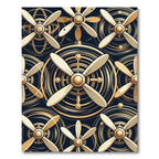 Gold Propeller Abstract Circular Design Rug