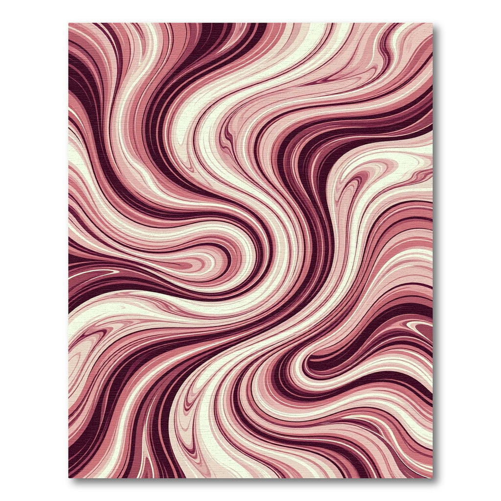 Crimson and Cream Swirling Lines Rug