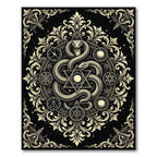 Golden Serpent Occult Hexagram Emblem Rug