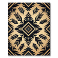 Golden Black Tribal Feather Diamond Rug