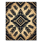 Golden Black Tribal Feather Diamond Rug