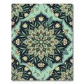 Turquoise Floral Medallion Mandala Garden Rug
