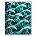 Abstract Teal Oceanic Curving Wave Rug