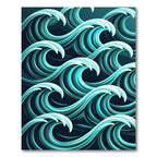 Abstract Teal Oceanic Curving Wave Rug
