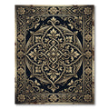 Ornate Black Gold Floral Damask Medallion Rug