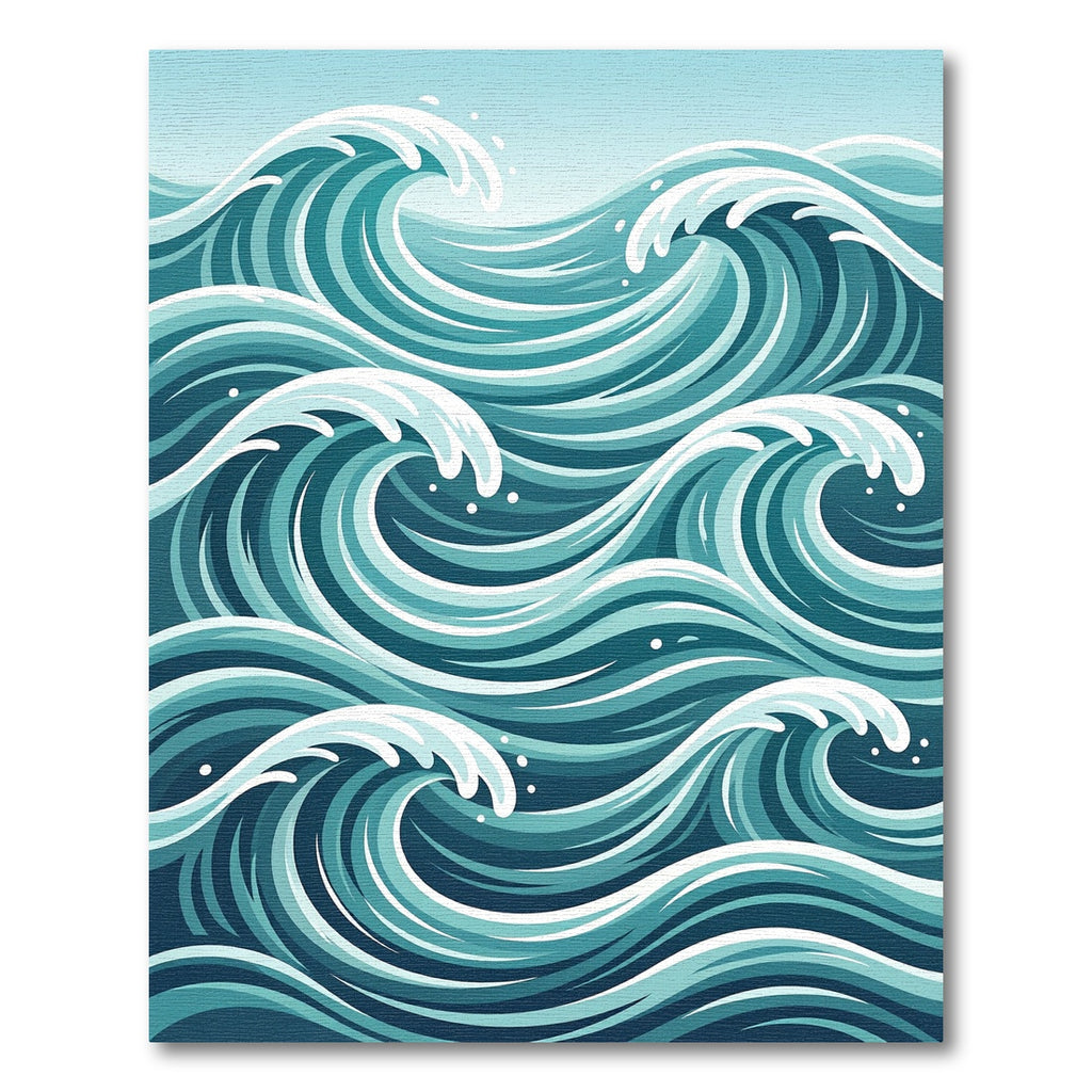 Abstract Teal Ocean Tidal Wave Art Rug