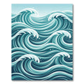 Abstract Teal Ocean Tidal Wave Art Rug