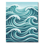 Abstract Teal Ocean Tidal Wave Art Rug