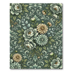 Muted Green Floral Acanthus Vine Rug