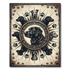Vintage Black Labrador Compass Art Rug