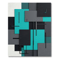 Modern Geometric Teal and Charcoal Composition Rug