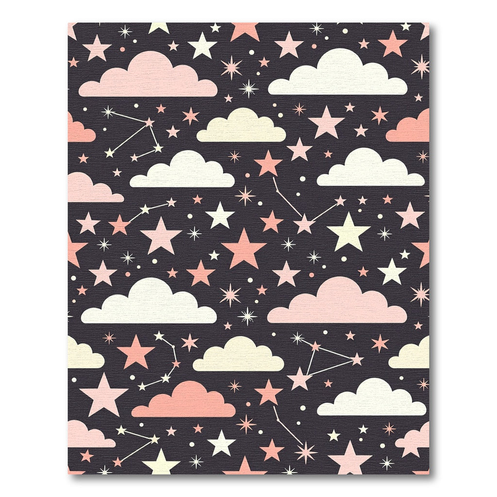 Celestial Pastel Pink Starry Night Rug