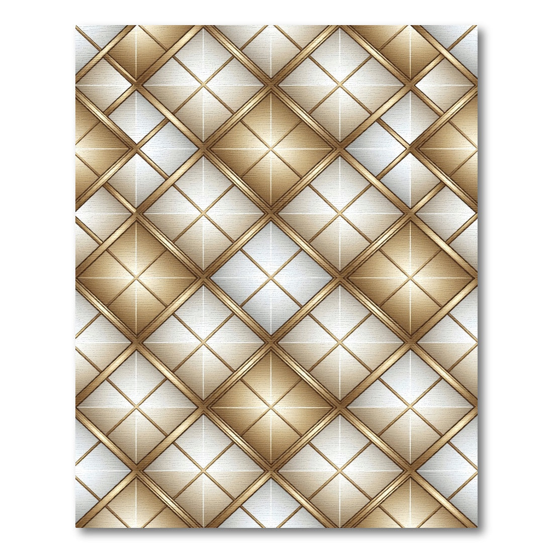 Gilded Diamonds Geometric Grid Rug