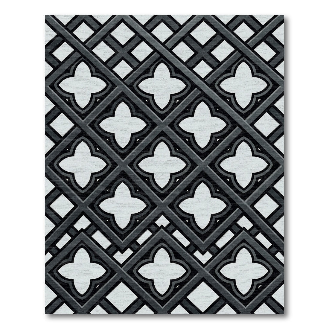Monochromatic Quatrefoil Lattice Cross Geometric Rug