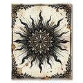 Black Ink Sunburst Celestial Mandala Rug