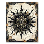 Black Ink Sunburst Celestial Mandala Rug