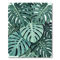 Coastal Teal Tropical Monstera Leaves Rug